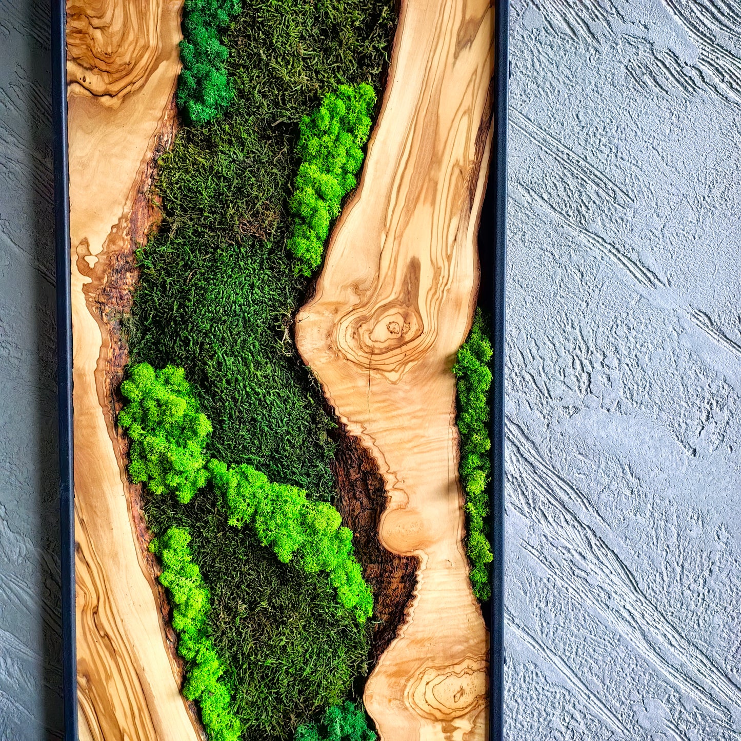 Moss Wall Decor - Olive Wood & Preserved Moss Wall Art, Bespoke Wall Hanging