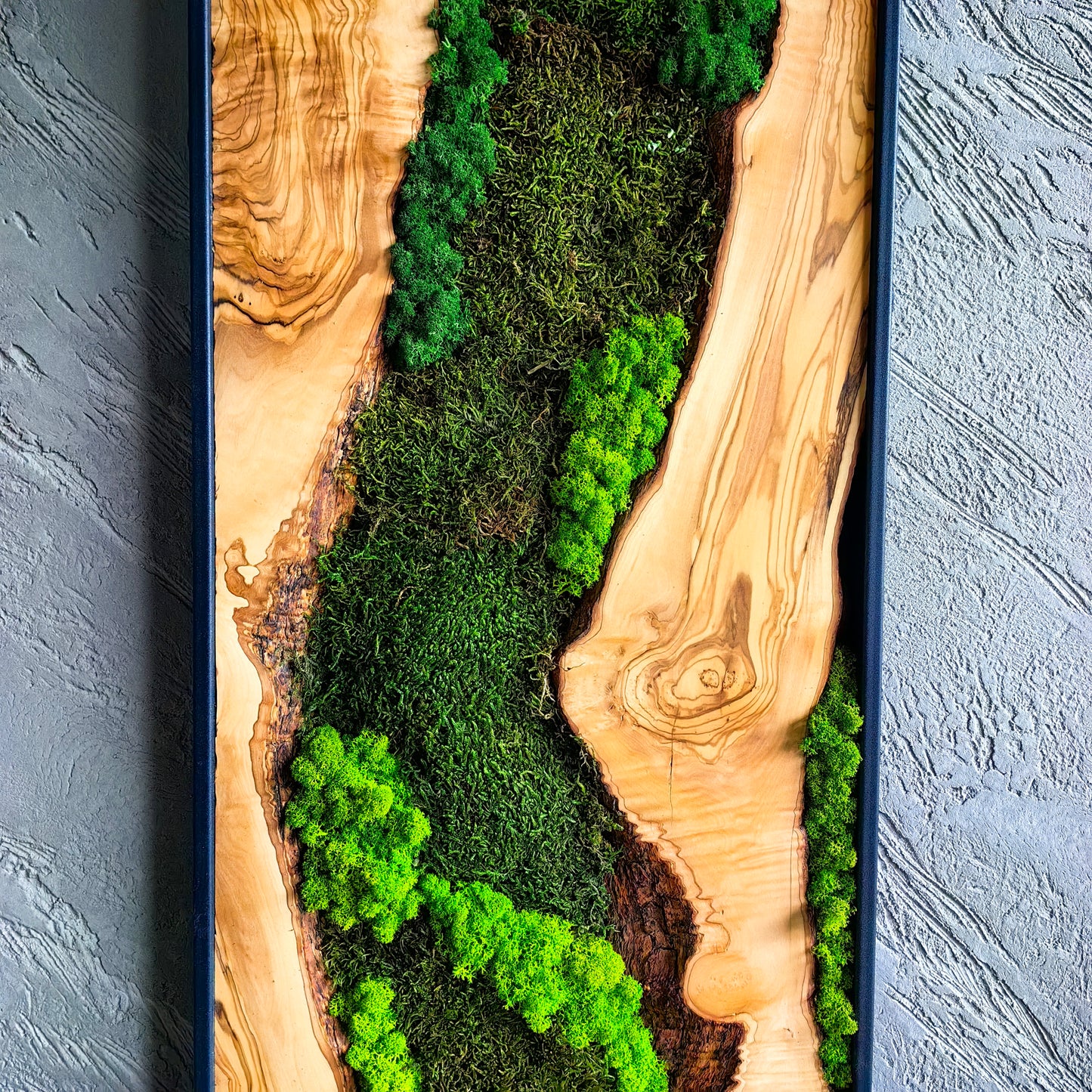 Moss Wall Decor - Olive Wood & Preserved Moss Wall Art, Bespoke Wall Hanging