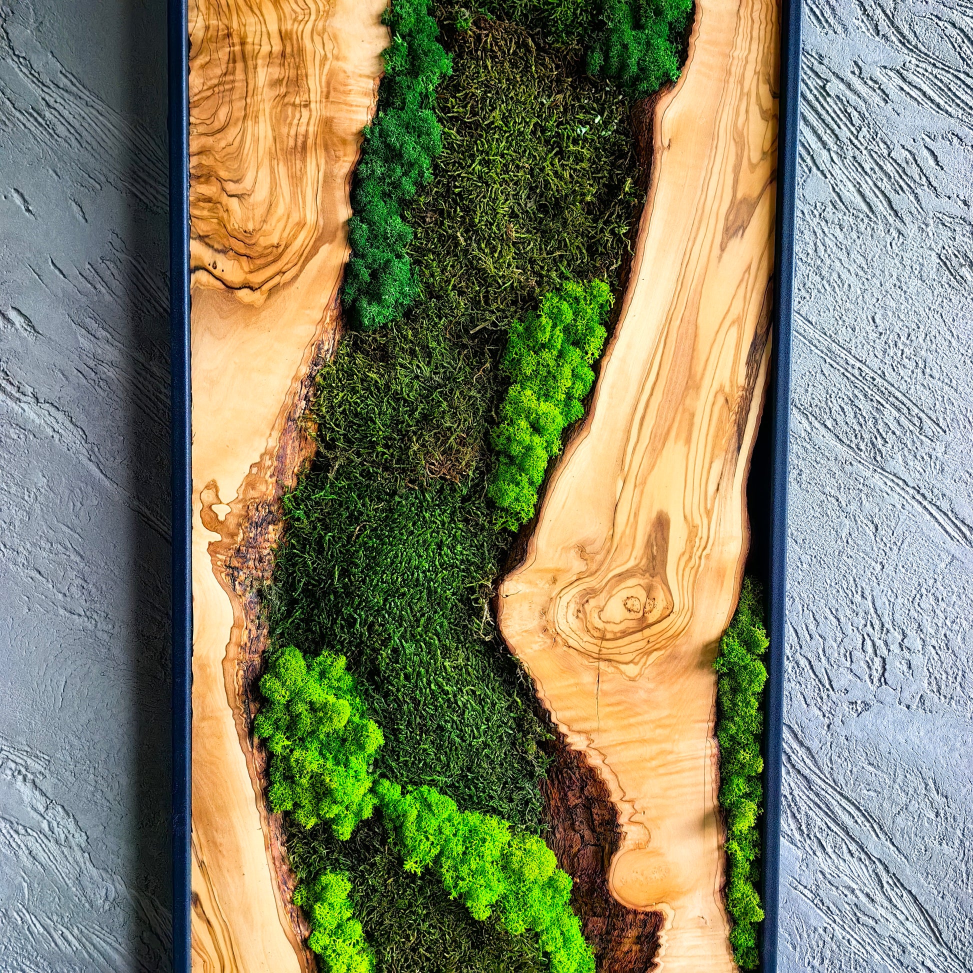 Moss Wall Decor - Olive Wood & Preserved Moss Wall Art, Bespoke Wall Hanging