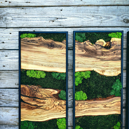 Moss Wall Decor, Moss Art Wall Decor, Olive Wood and Moss Wall Art
