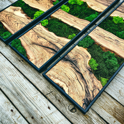 Moss Wall Decor, Moss Art Wall Decor, Olive Wood and Moss Wall Art