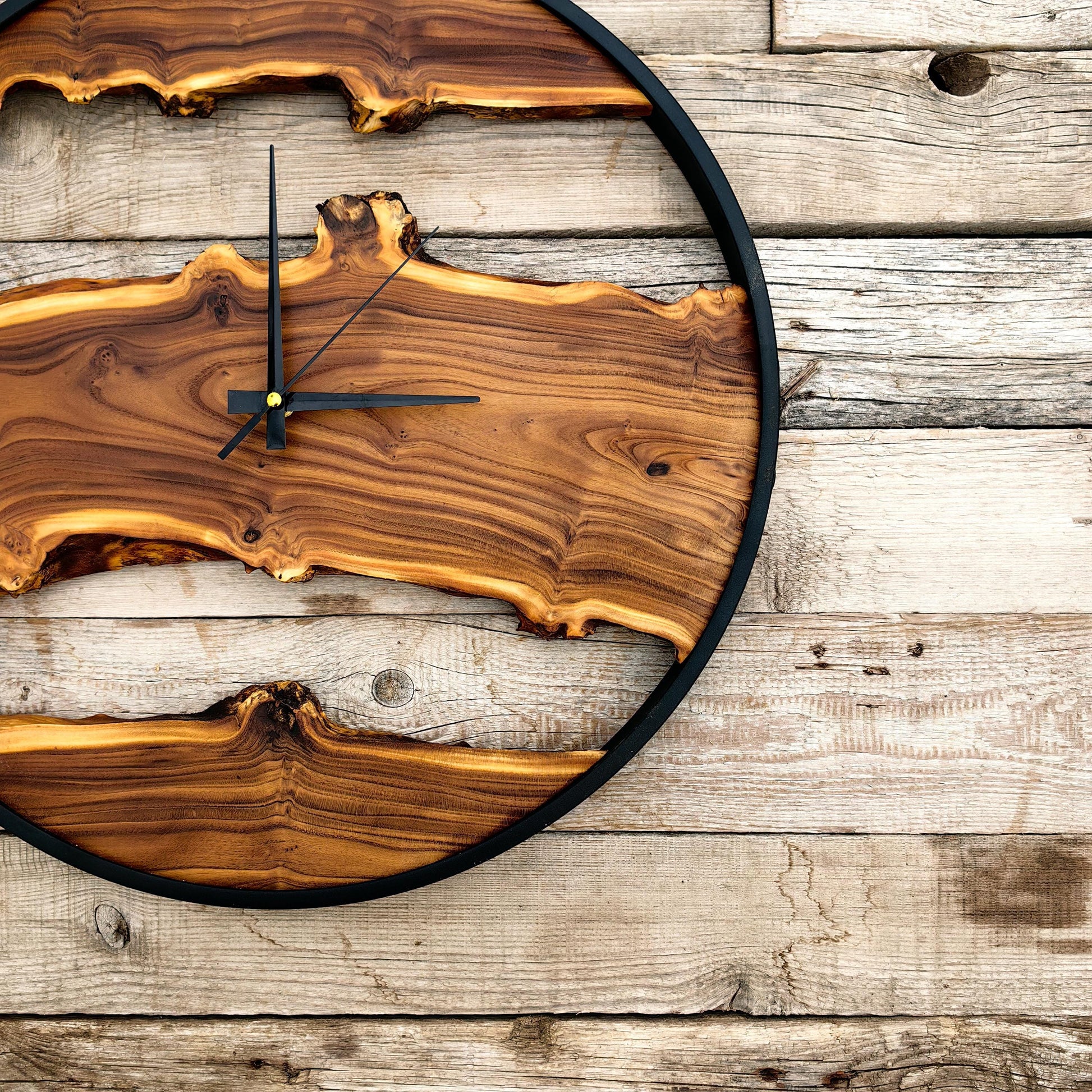 Custom Made Wood Wall Clock - Rustic & Unique Home Decor - Housewarming Gift Wall Clock - Metal Rustic Wooden Clock