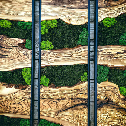 Moss Wall Decor, Moss Art Wall Decor, Olive Wood and Moss Wall Art