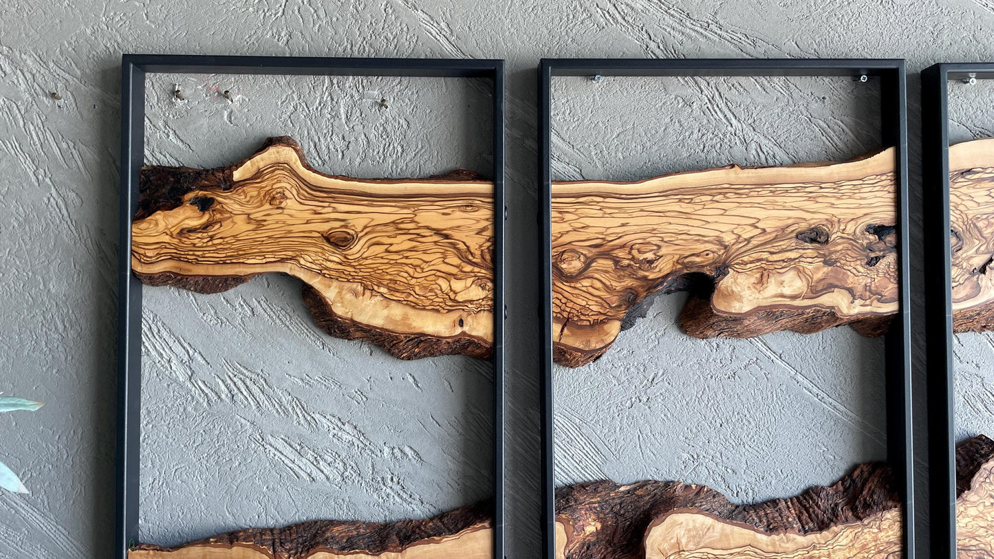 Olive Wood Wall Art Collection – 3 Piece Wood Wall Decor Set for Stylish Home Decor, Rustic Wall Art, Nature-Inspired Design