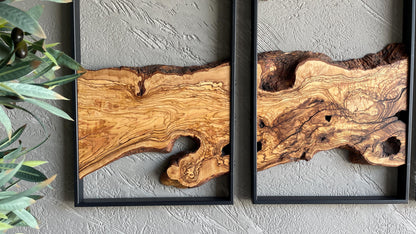 Olive Wood Wall Art Collection – 3 Piece Wood Wall Decor Set for Stylish Home Decor, Rustic Wall Art, Nature-Inspired Design