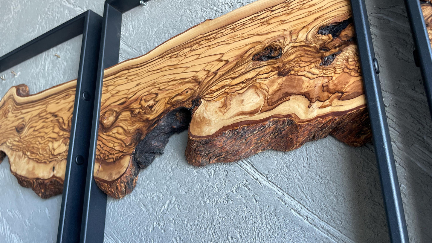 Olive Wood Wall Art Collection – 3 Piece Wood Wall Decor Set for Stylish Home Decor, Rustic Wall Art, Nature-Inspired Design
