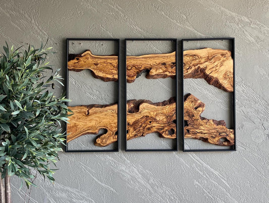 3 Piece Wood Wall Decor Set – Olive Wood Wall Art Collection