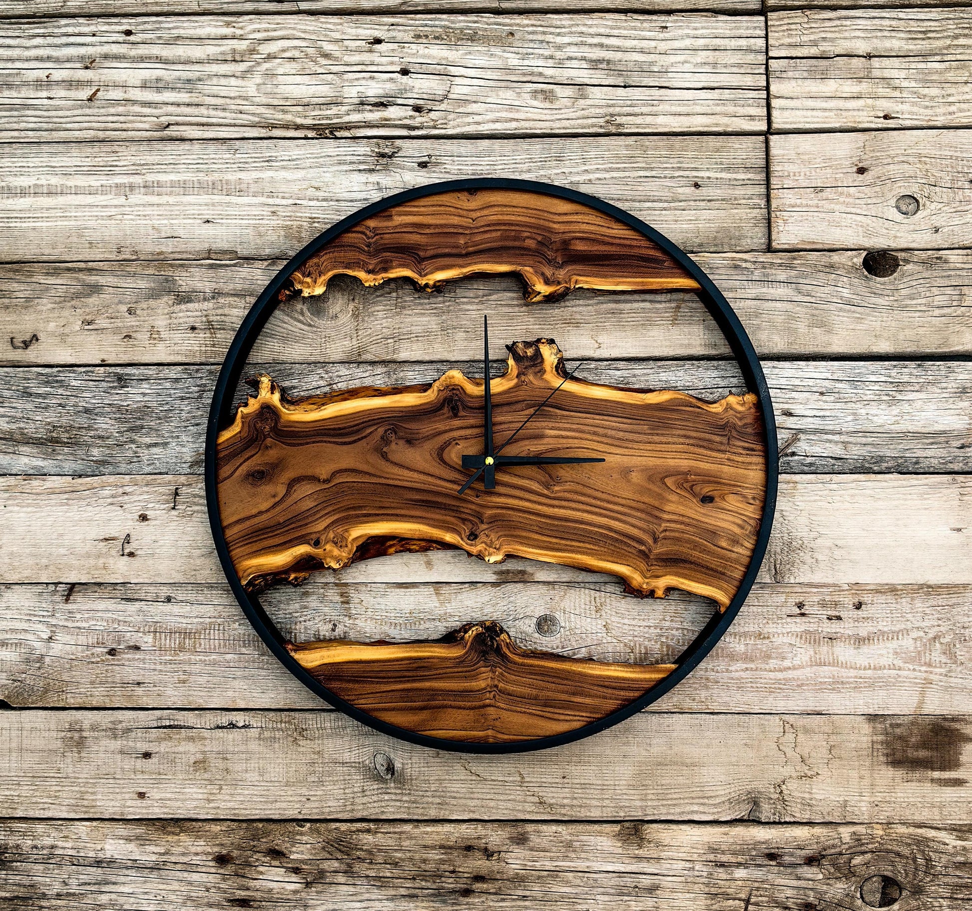 Custom Made Wood Wall Clock - Rustic & Unique Home Decor - Housewarming Gift Wall Clock - Metal Rustic Wooden Clock