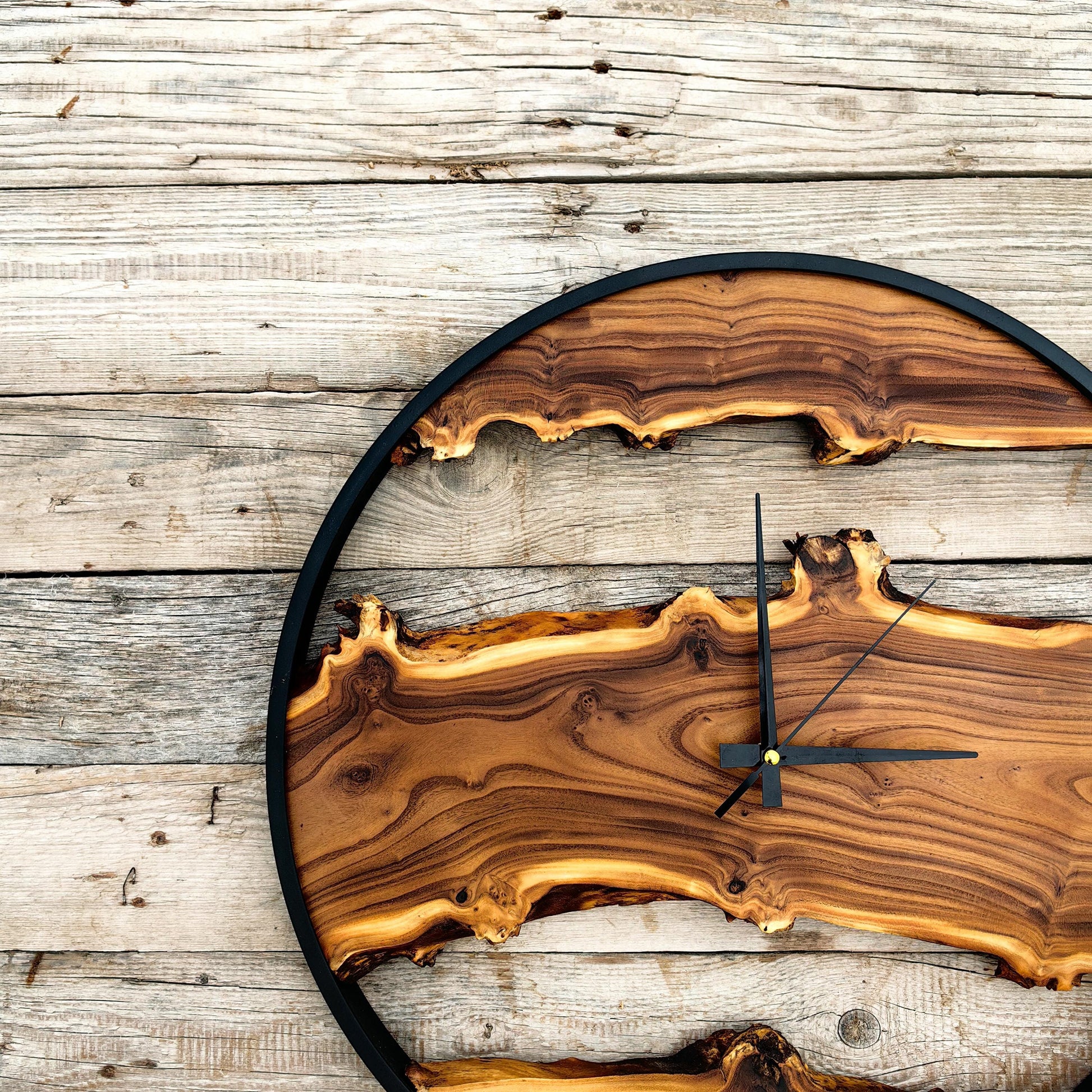 Custom Made Wood Wall Clock - Rustic & Unique Home Decor - Housewarming Gift Wall Clock - Metal Rustic Wooden Clock