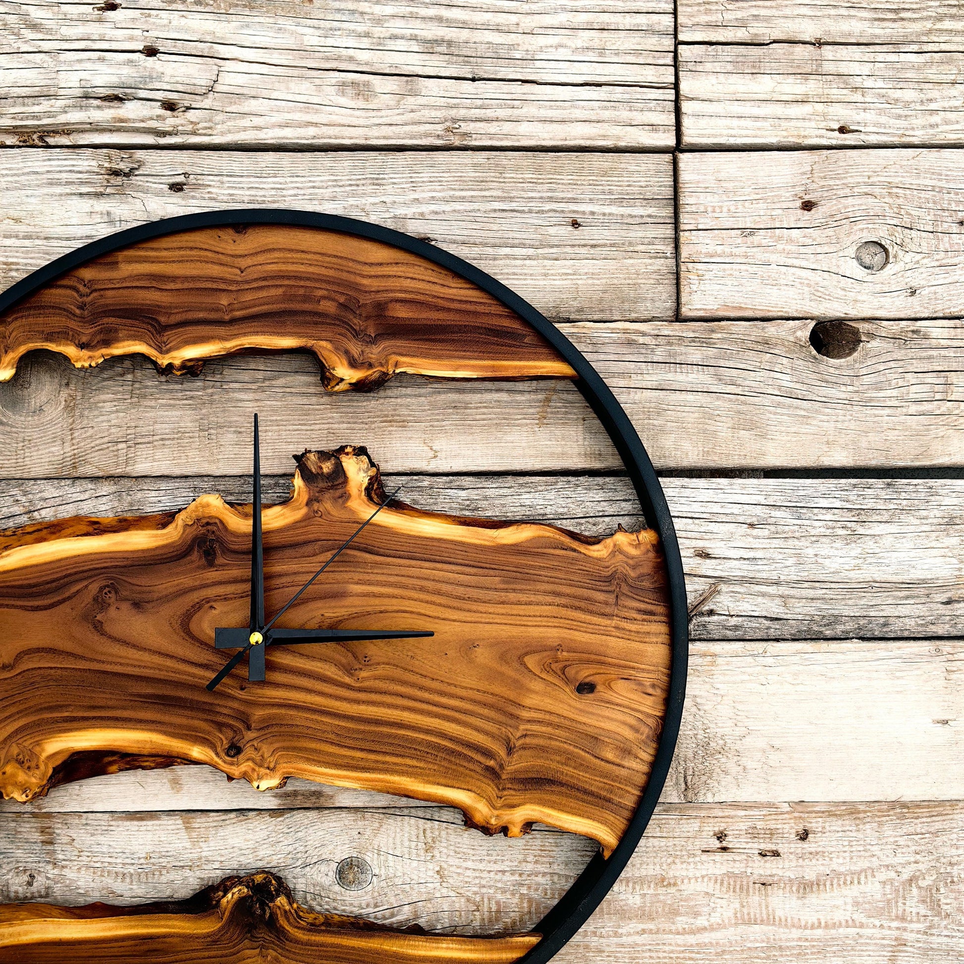 Custom Made Wood Wall Clock - Rustic & Unique Home Decor - Housewarming Gift Wall Clock - Metal Rustic Wooden Clock