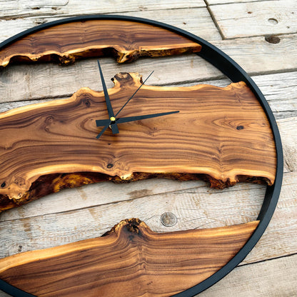 Custom Made Wood Wall Clock - Rustic & Unique Home Decor - Housewarming Gift Wall Clock - Metal Rustic Wooden Clock