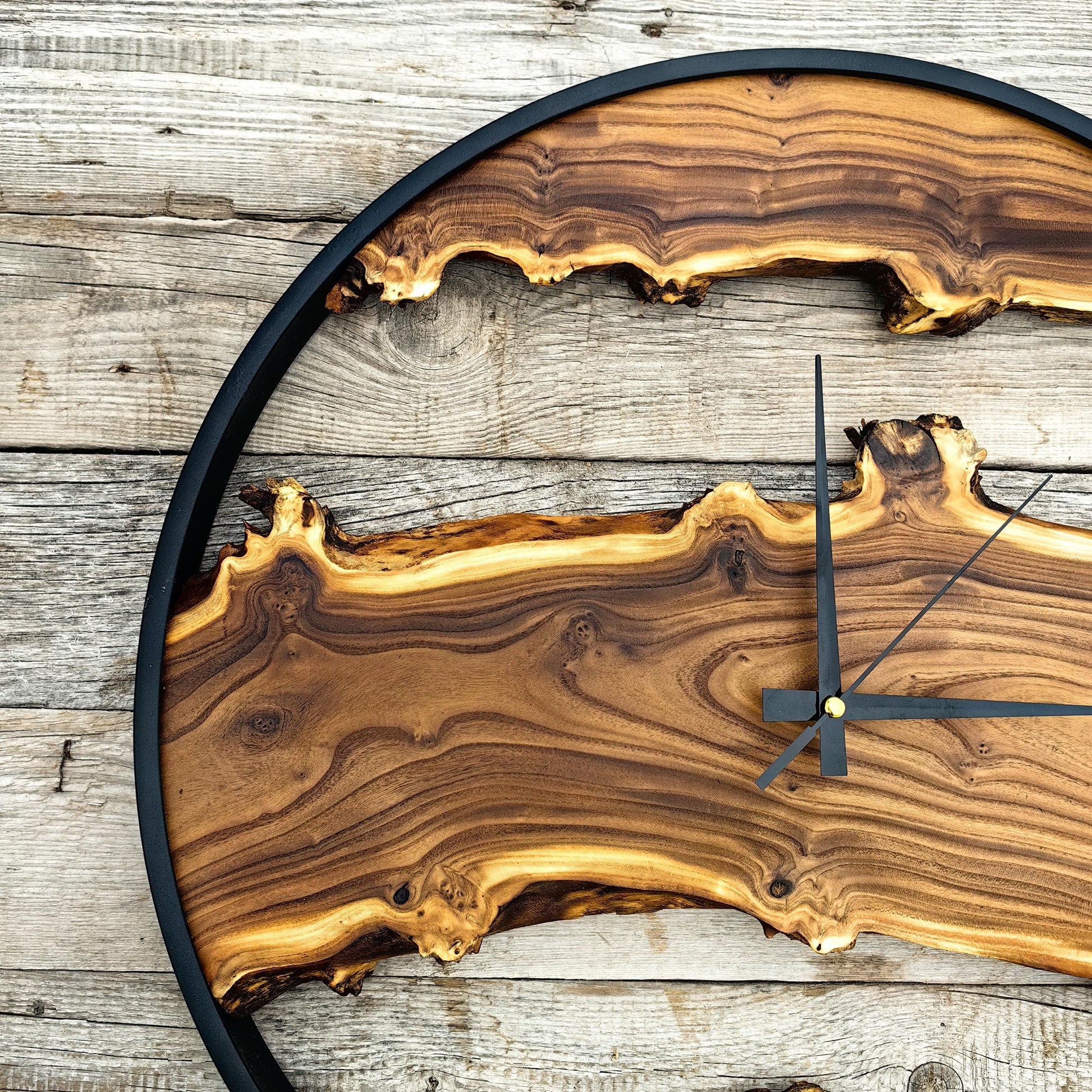 Custom Made Wood Wall Clock - Rustic & Unique Home Decor - Housewarming Gift Wall Clock - Metal Rustic Wooden Clock