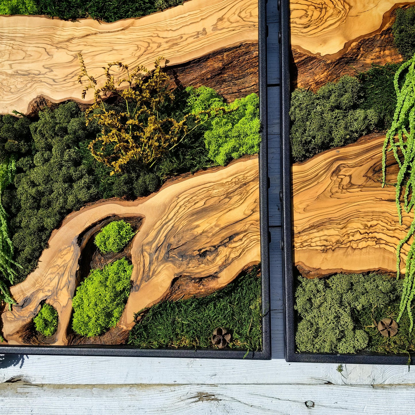 Moss & Wood Wall Art, Custom Made Moss and Olive Wood Wall Art, Unique Handmade Wall Hanging, Eco-Friendly Interior Accent