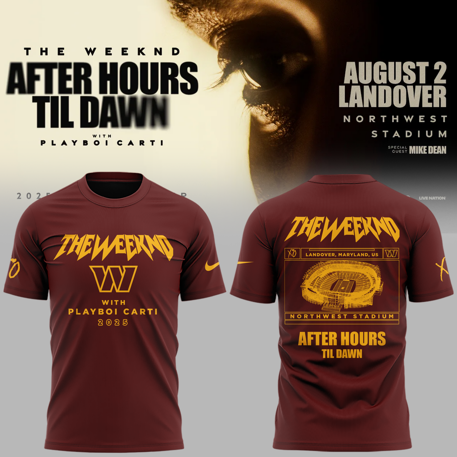 Exclusive Version Washington Commanders x The Weeknd 2025 Tshirt